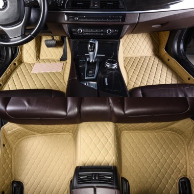 Beige Luxury Leather Diamond Car Floor Mats Manufacturers