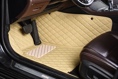 Beige Luxury Leather Diamond Car Floor Mats Manufacturers