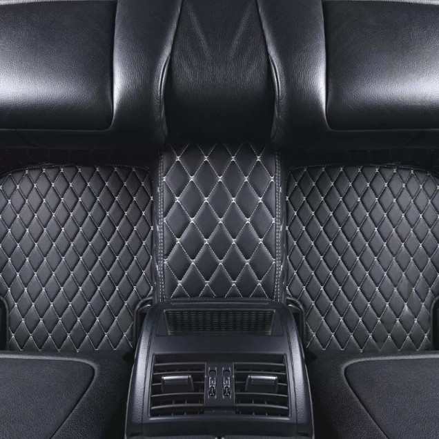 Black and Beige Stitching Luxury Leather Diamond Car Floor Mats Manufacturers Black and Beige Stitching Luxury Leather Diamond Car Floor Mats Manufacturers