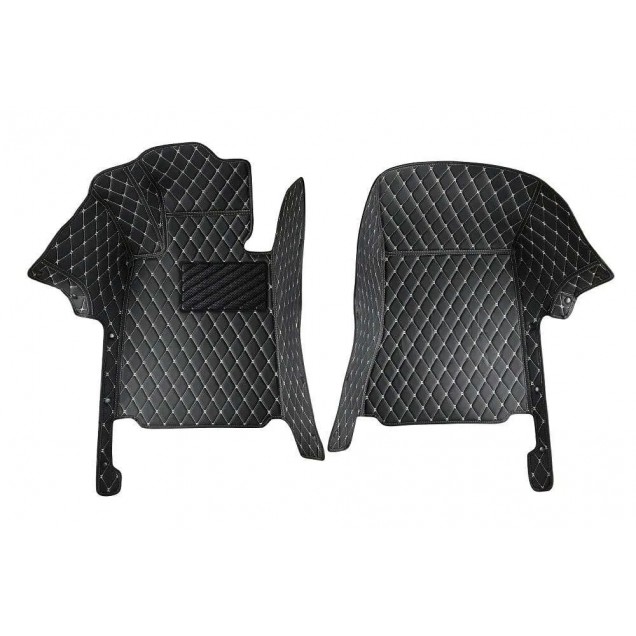 Black and Beige Stitching Luxury Leather Diamond Car Floor Mats Manufacturers Black and Beige Stitching Luxury Leather Diamond Car Floor Mats Manufacturers