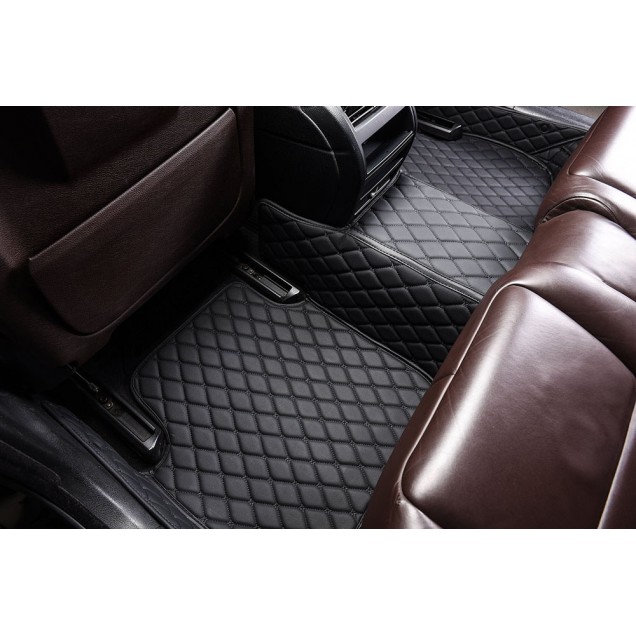 Black and Black Stitching Luxury Leather Diamond Car Floor Mats Manufacturers Black and Black Stitching Luxury Leather Diamond Car Floor Mats Manufacturers