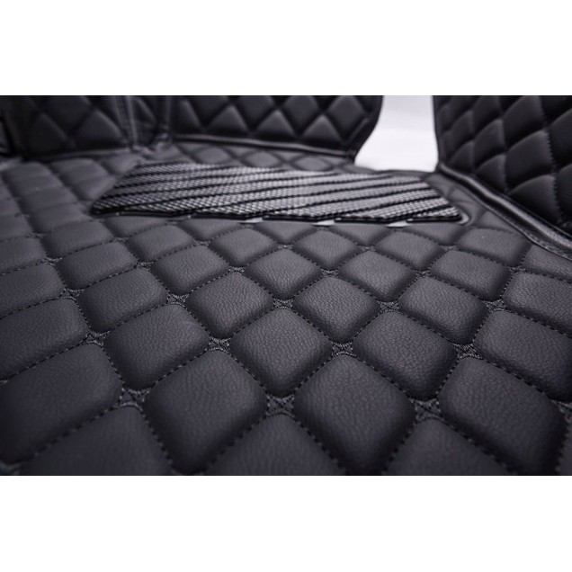 Black and Black Stitching Luxury Leather Diamond Car Floor Mats Manufacturers Black and Black Stitching Luxury Leather Diamond Car Floor Mats Manufacturers