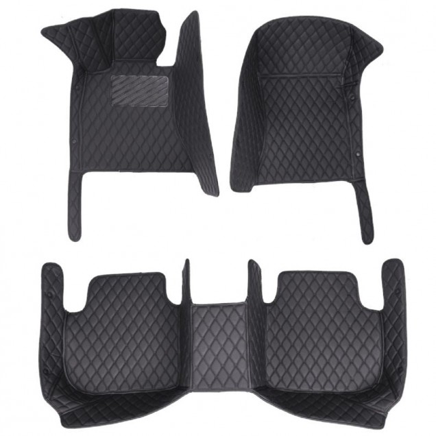 Black and Black Stitching Luxury Leather Diamond Car Floor Mats Manufacturers Black and Black Stitching Luxury Leather Diamond Car Floor Mats Manufacturers