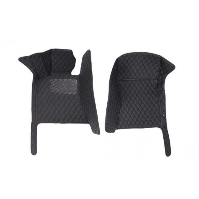 Black and Black Stitching Luxury Leather Diamond Car Floor Mats Manufacturers Black and Black Stitching Luxury Leather Diamond Car Floor Mats Manufacturers