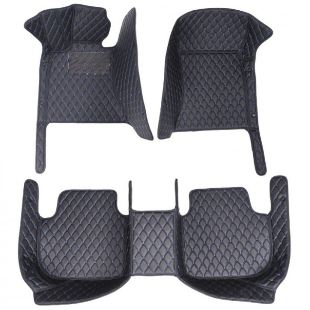 Black and Blue Stitching Luxury Leather Diamond Car Floor Mats Manufacturers Black and Blue Stitching Luxury Leather Diamond Car Floor Mats Manufacturers