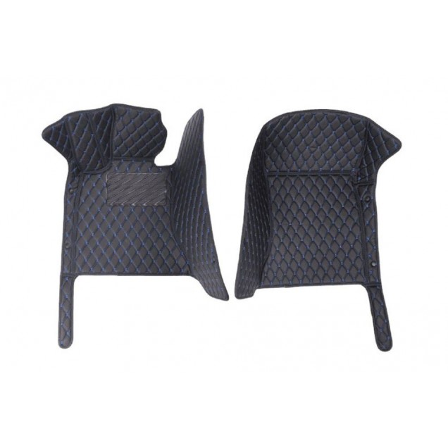 Black and Blue Stitching Luxury Leather Diamond Car Floor Mats Manufacturers Black and Blue Stitching Luxury Leather Diamond Car Floor Mats Manufacturers