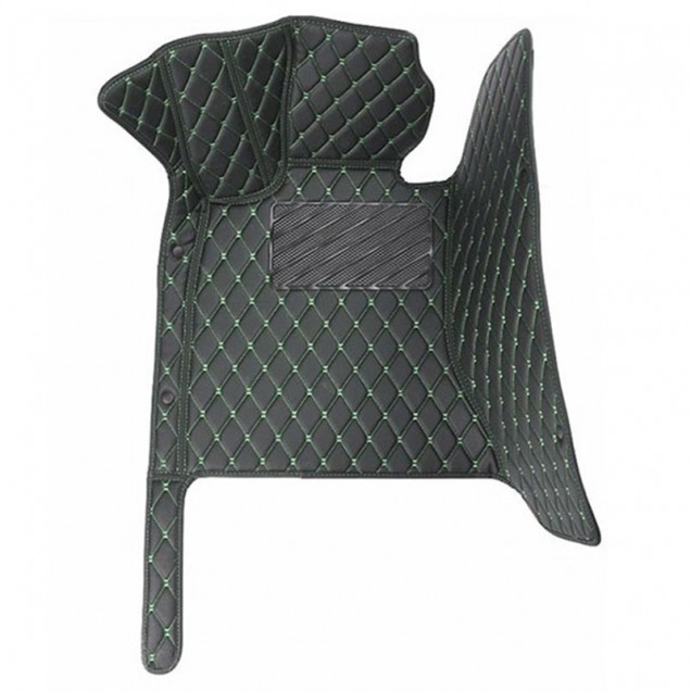 Black and Green Stitching Luxury Leather Diamond Car Floor Mats Manufacturers Black and Green Stitching Luxury Leather Diamond Car Floor Mats Manufacturers