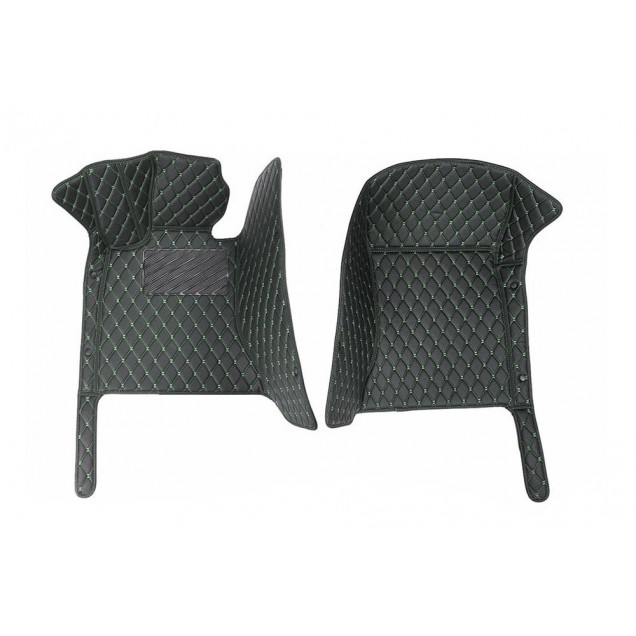 Black and Green Stitching Luxury Leather Diamond Car Floor Mats Manufacturers Black and Green Stitching Luxury Leather Diamond Car Floor Mats Manufacturers