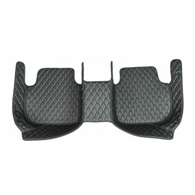 Black and Green Stitching Luxury Leather Diamond Car Floor Mats Manufacturers Black and Green Stitching Luxury Leather Diamond Car Floor Mats Manufacturers