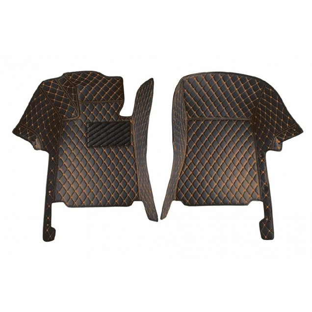 Black and Orange Stitching Luxury Leather Diamond Car Floor Mats Manufacturers Black and Orange Stitching Luxury Leather Diamond Car Floor Mats Manufacturers
