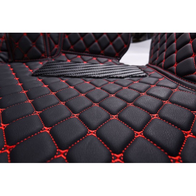 Black and Red Stitching Luxury Leather Diamond Car Floor Mats Manufacturers Black and Red Stitching Luxury Leather Diamond Car Floor Mats Manufacturers