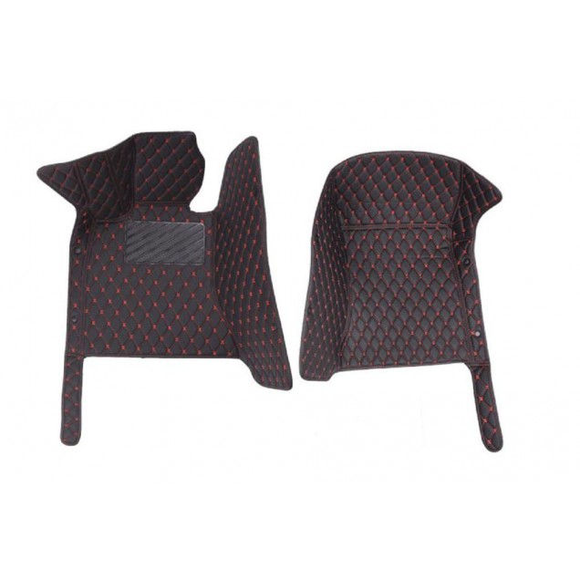 Black and Red Stitching Luxury Leather Diamond Car Floor Mats Manufacturers Black and Red Stitching Luxury Leather Diamond Car Floor Mats Manufacturers