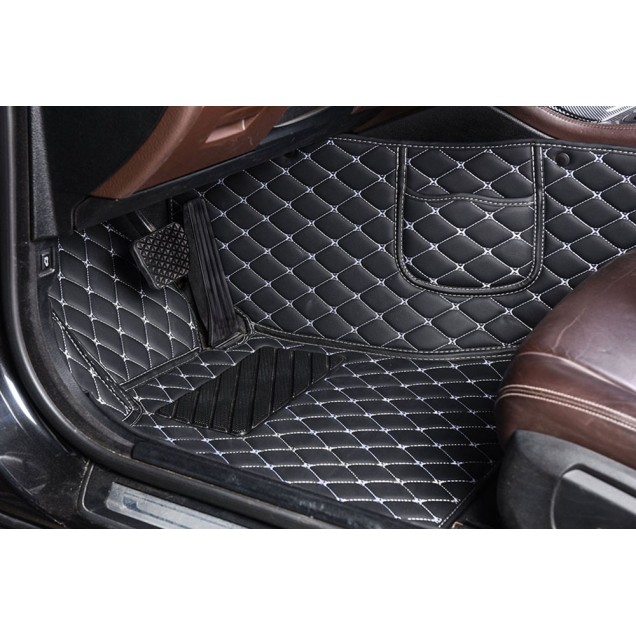 Black and White Stitching Luxury Leather Diamond Car Floor Mats Manufacturers Black and White Stitching Luxury Leather Diamond Car Floor Mats Manufacturers