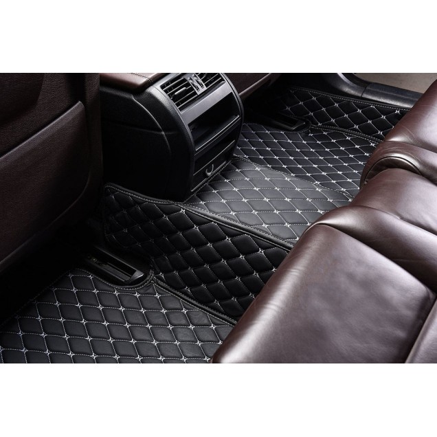 Black and White Stitching Luxury Leather Diamond Car Floor Mats Manufacturers Black and White Stitching Luxury Leather Diamond Car Floor Mats Manufacturers