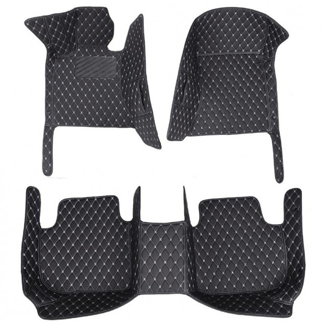 Black and White Stitching Luxury Leather Diamond Car Floor Mats Manufacturers Black and White Stitching Luxury Leather Diamond Car Floor Mats Manufacturers
