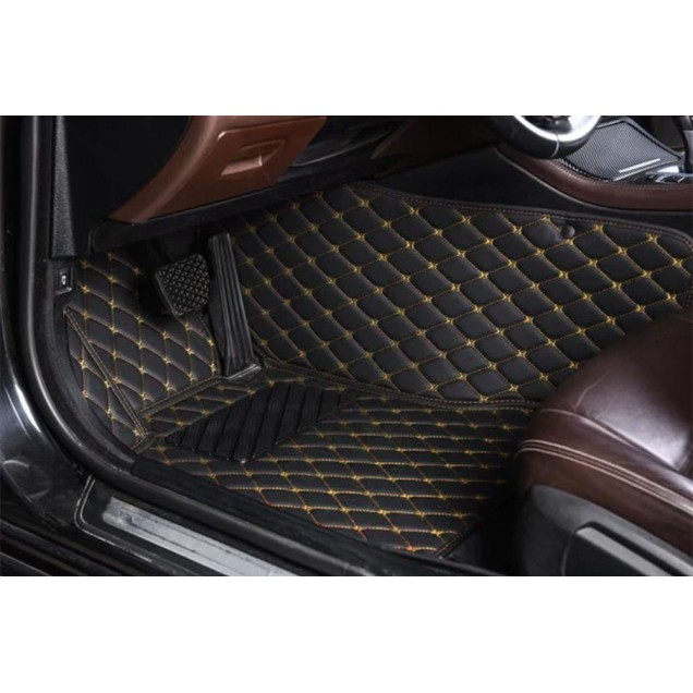 Black and Yellow Stitching Luxury Leather Diamond Car Floor Mats Manufacturers Black and Yellow Stitching Luxury Leather Diamond Car Floor Mats Manufacturers