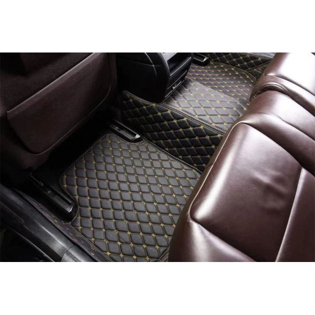 Black and Yellow Stitching Luxury Leather Diamond Car Floor Mats Manufacturers Black and Yellow Stitching Luxury Leather Diamond Car Floor Mats Manufacturers