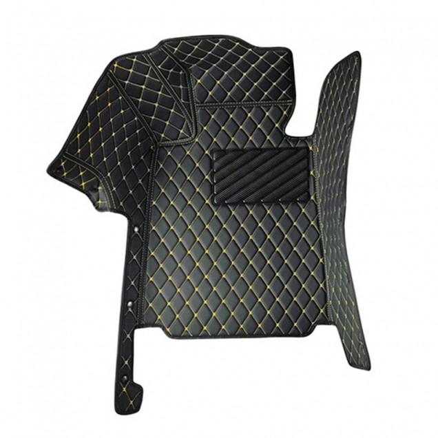 Black and Yellow Stitching Luxury Leather Diamond Car Floor Mats Manufacturers Black and Yellow Stitching Luxury Leather Diamond Car Floor Mats Manufacturers