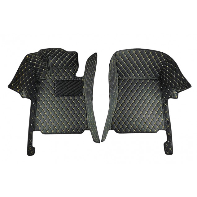 Black and Yellow Stitching Luxury Leather Diamond Car Floor Mats Manufacturers Black and Yellow Stitching Luxury Leather Diamond Car Floor Mats Manufacturers