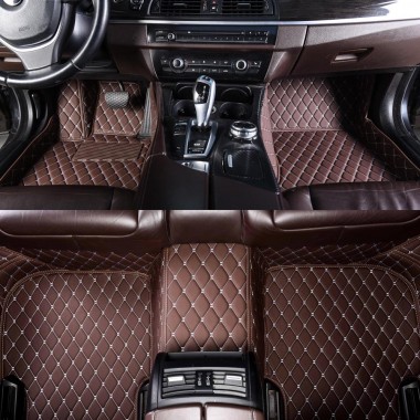 Dark Brown Luxury Leather Diamond Car Floor Mats Manufacturers
