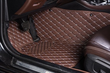 Dark Brown Luxury Leather Diamond Car Floor Mats Manufacturers