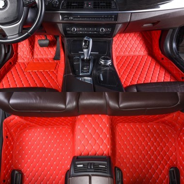 Red Luxury Leather Diamond Car Floor Mats Manufacturers