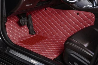 Wine Red Luxury Leather Diamond Car Floor Mats Manufacturers