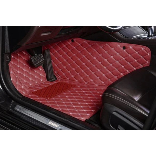 Wine Red Luxury Leather Diamond Car Floor Mats Manufacturers