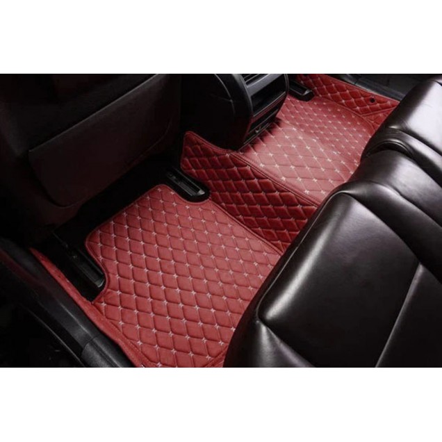 Wine Red Luxury Leather Diamond Car Floor Mats Manufacturers