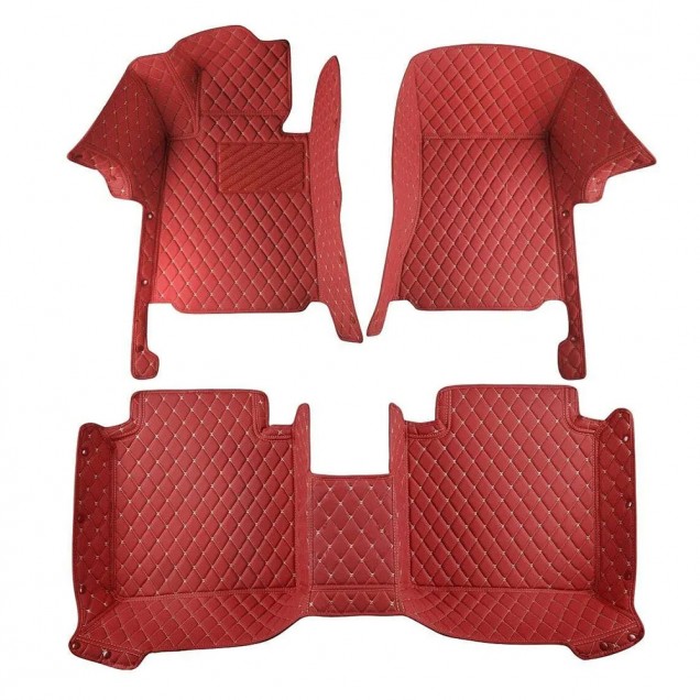 Wine Red Luxury Leather Diamond Car Floor Mats Manufacturers