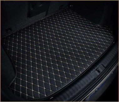 Black and Beige Stitching Luxury Leather Diamond Trunk Base Mats Manufacturers