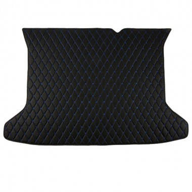 Black and Blue Stitching Luxury Leather Diamond Trunk Base Mats Manufacturers