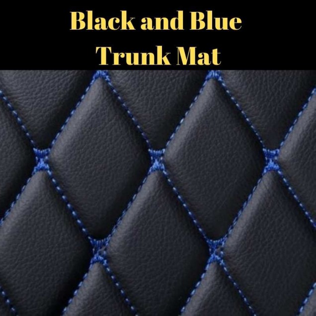 Black and Blue Stitching Luxury Leather Diamond Trunk Base Mats Manufacturers Black and Blue Stitching Luxury Leather Diamond Trunk Base Mats Manufacturers