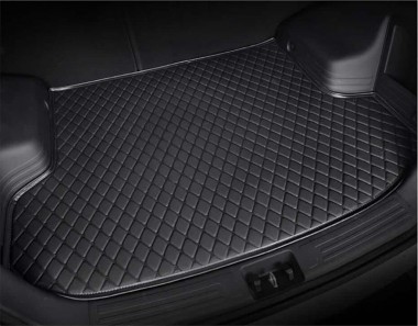 Black and Black Stitching Luxury Leather Diamond Trunk Base Mats Manufacturers