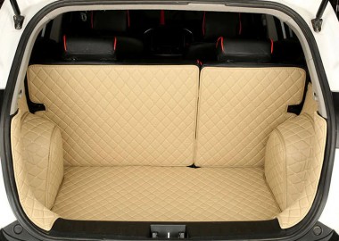 Beige Full Cover Luxury Leather Diamond Trunk Car Floor Mats Manufacturers