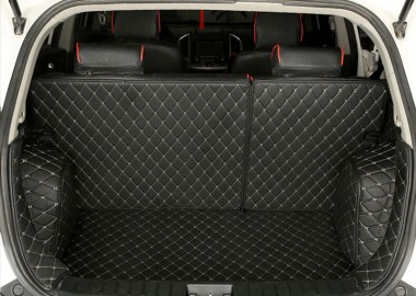 Black and Beige Stitching Full Cover Luxury Leather Diamond Trunk Car Floor Mats Manufacturers