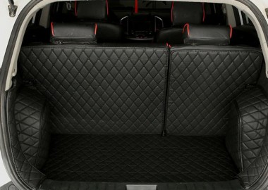 Black and Black Stitching Full Cover Luxury Leather Diamond Trunk Car Floor Mats Manufacturers