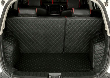 Black and Green Stitching Full Cover Luxury Leather Diamond Trunk Car Floor Mats Manufacturers