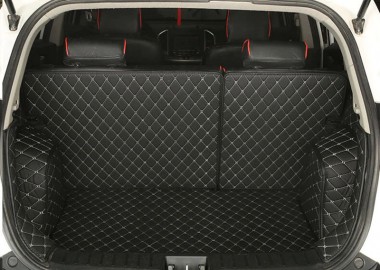 Black and White Stitching Full Cover Luxury Leather Diamond Trunk Car Floor Mats Manufacturers