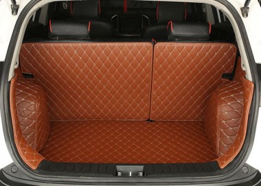 Brown Full Cover Luxury Leather Diamond Trunk Car Floor Mats Manufacturers