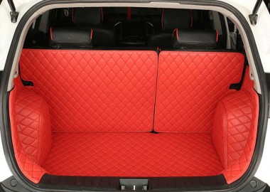Red Full Cover Luxury Leather Diamond Trunk Car Floor Mats Manufacturers