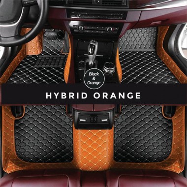 Black and Orange Hybrid Mode Premium Diamond Car Floor Mats Manufacturers