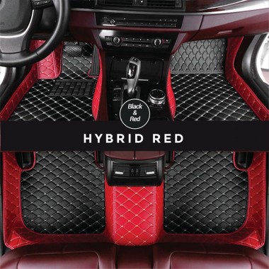 Black and Red Hybrid Mode Premium Diamond Car Floor Mats Manufacturers