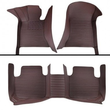 Dark Brown Luxury Leather Stripe Car Floor Mats Manufacturers