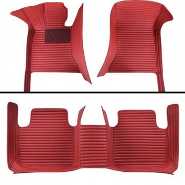 Maroon Luxury Leather Stripe Car Floor Mats Manufacturers