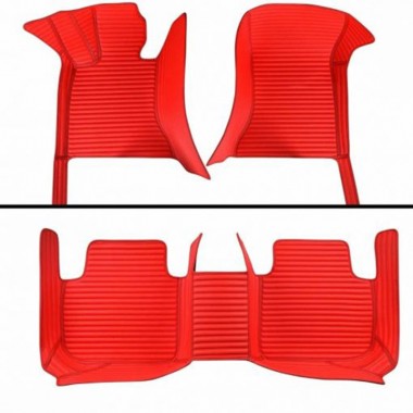 Red Luxury Leather Stripe Car Floor Mats Manufacturers