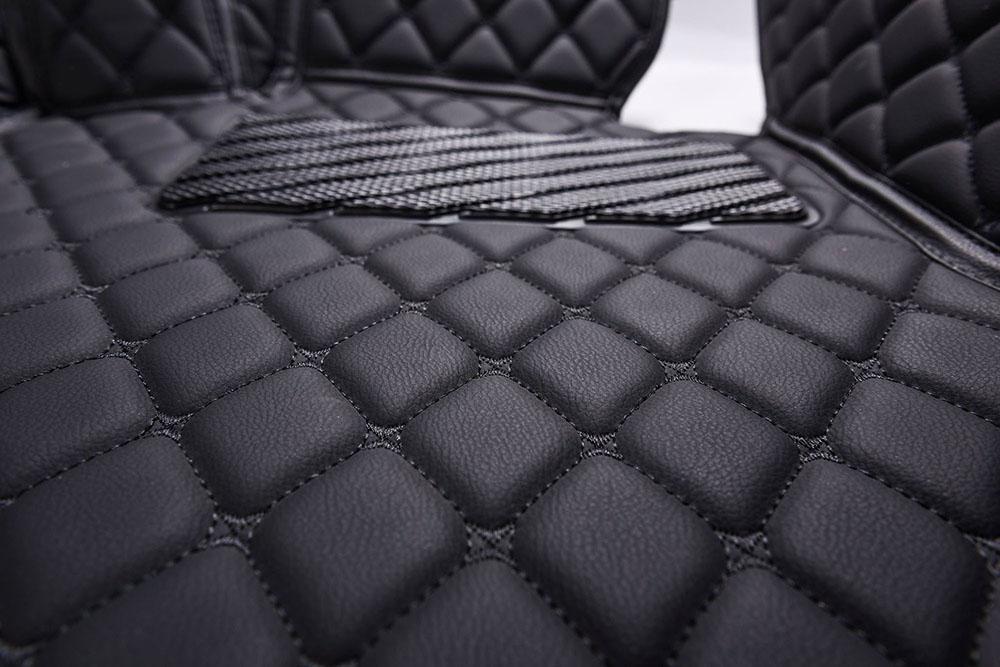 Black and Black Stitching Luxury Leather Diamonds Car Floor Mats Manufacturers