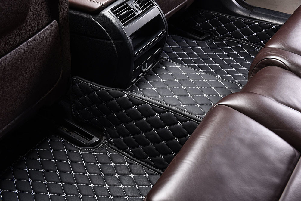Black and White Stitching Custom Diamond Car Mats Manufacturers