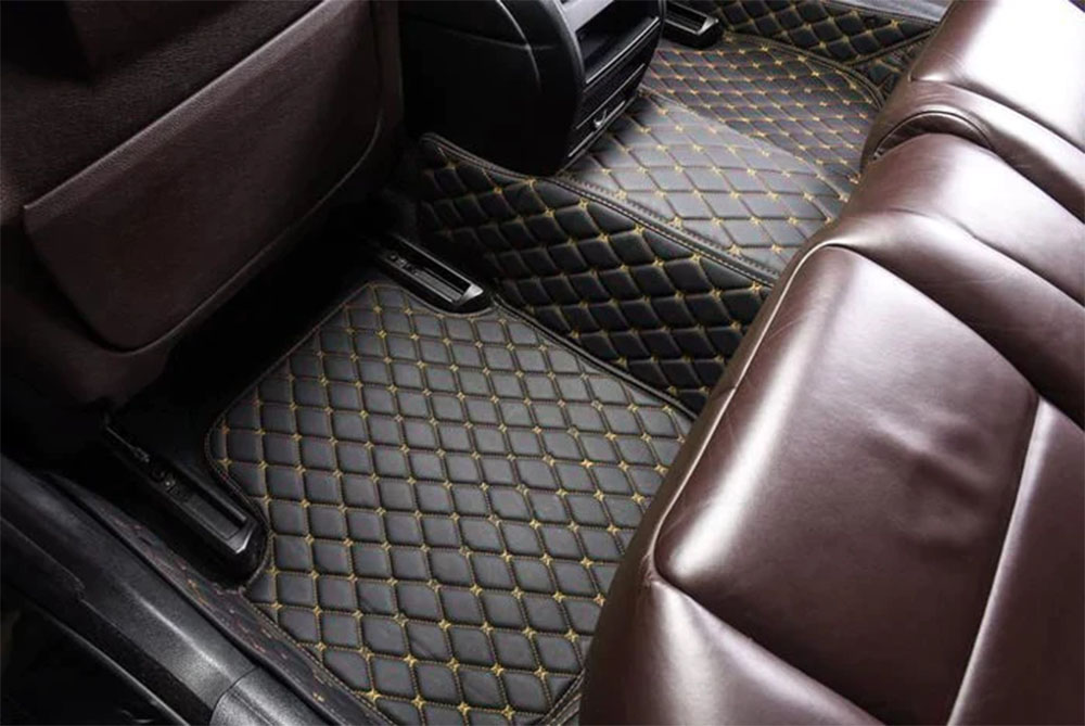 Black and Yellow Stitching Custom Diamond Car Mats Manufacturers