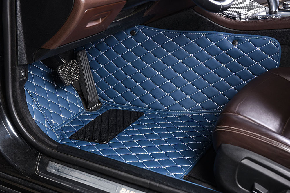 Blue Luxury Leather Diamond Car Mats Manufacturers